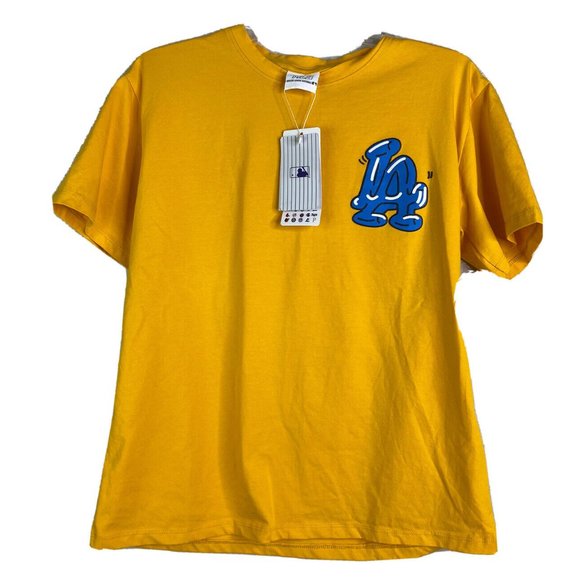 MLB Like Los Angeles Dodgers Womens Small Yellow T-Shirt Bubble Graphic NWT - Picture 2 of 6